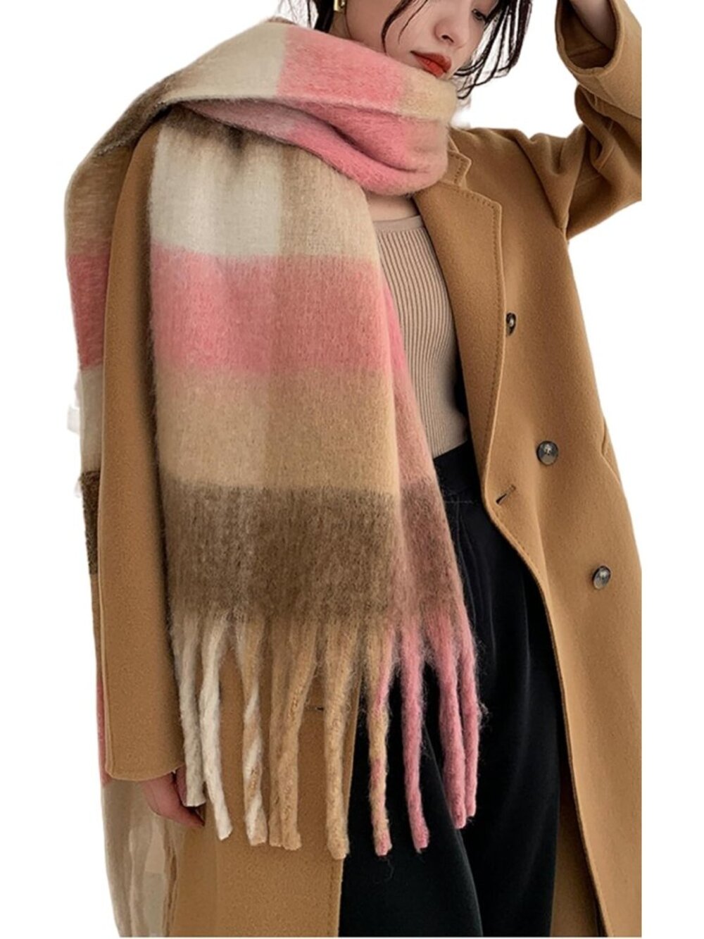 Cozy Winter Women’s Thick Plaid Scarf - Warm Long Shawl for Cold Weather